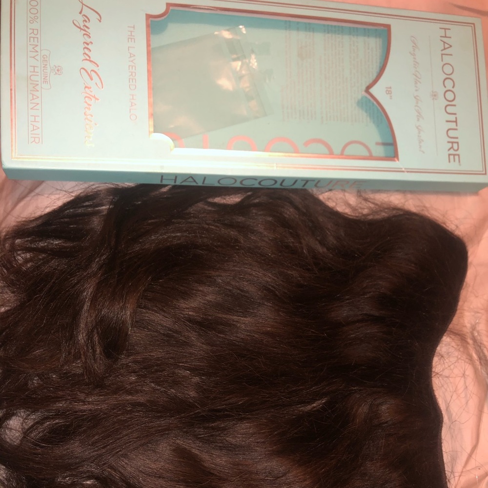 Halocouture chocolate brown layered extensions